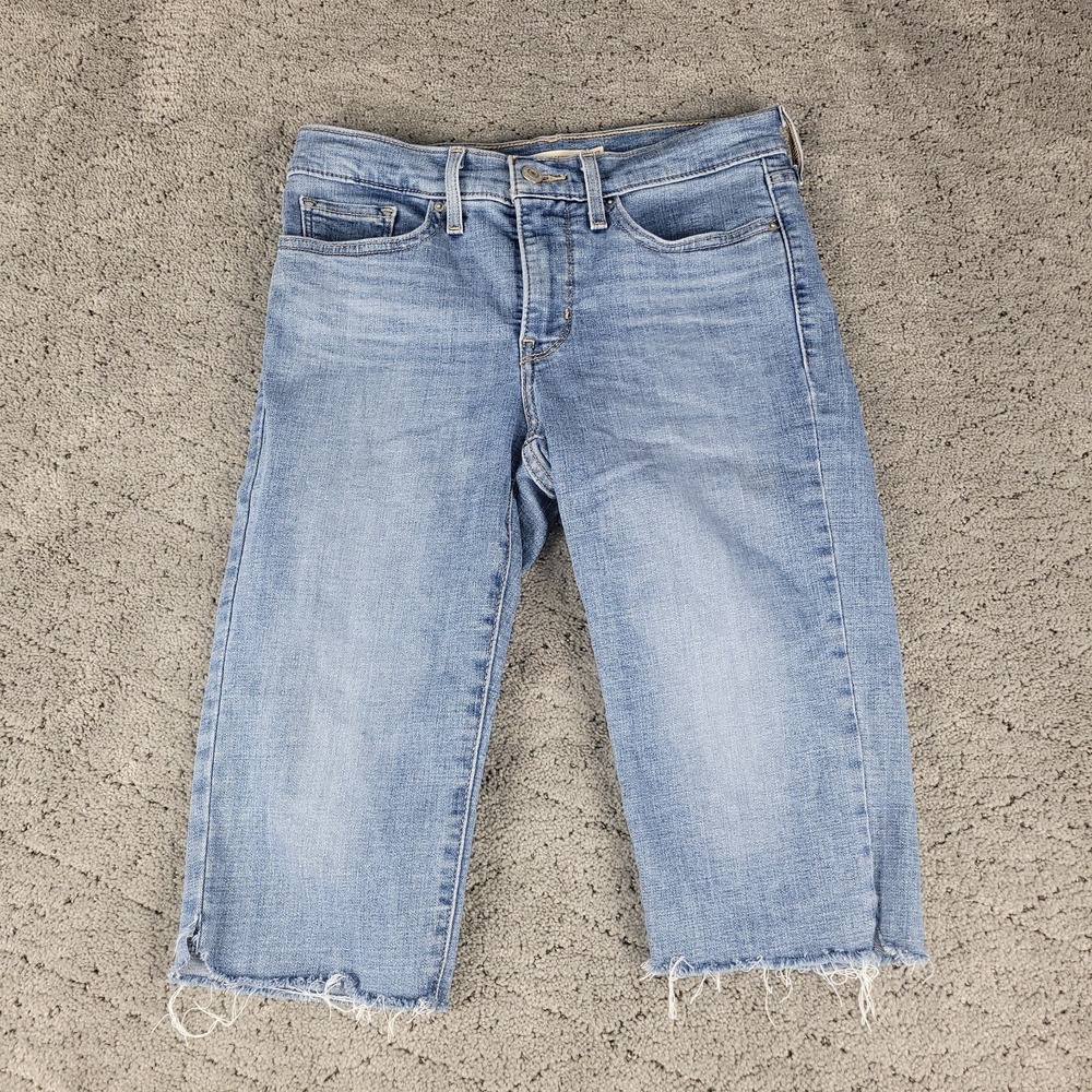 Levis 311 Jeans Womens 27 Blue Shaping Skinny Capri Mid Rise Medium Wash Raw Hem